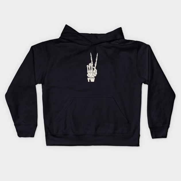 skeleton - victory signs hand Kids Hoodie by zaiynabhw